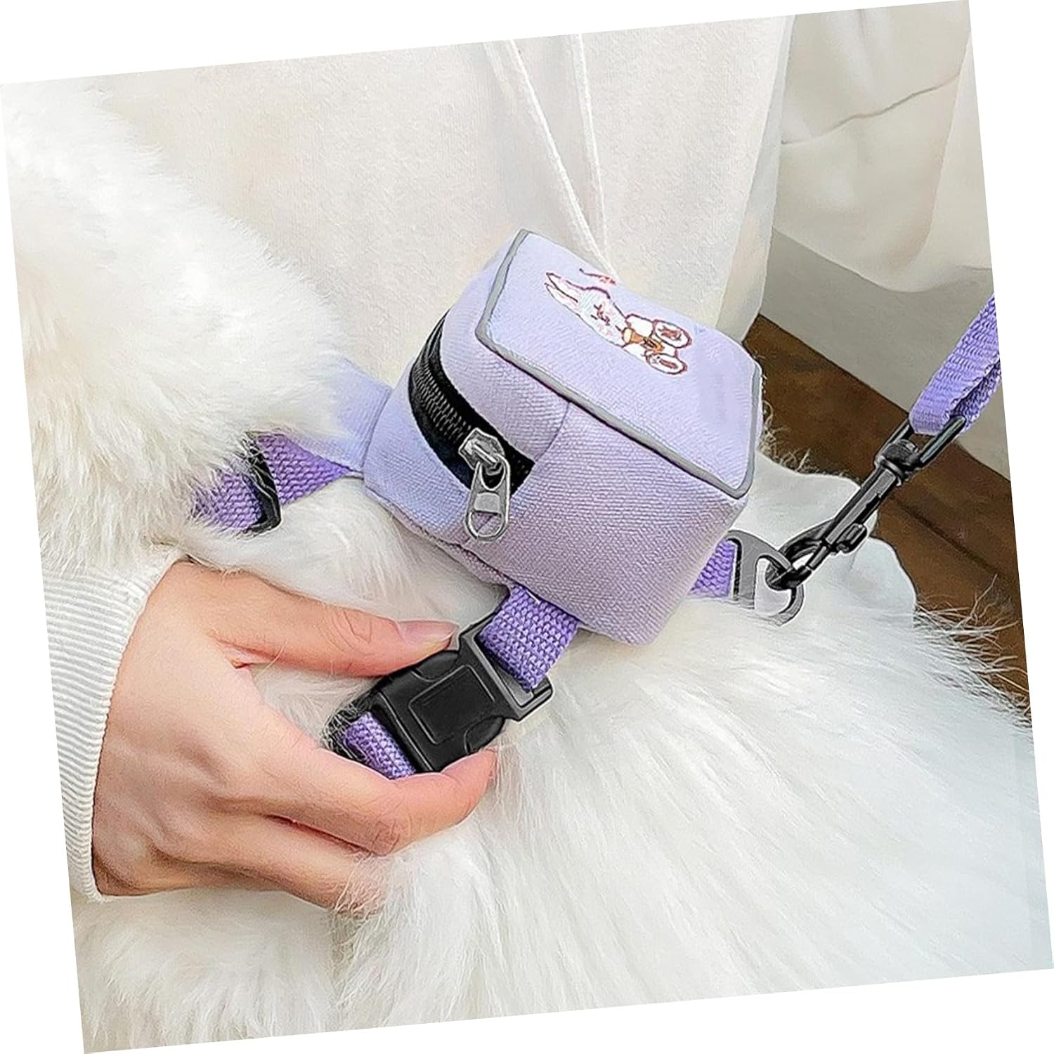 Cat Vest Leash Backpack Harness with Comfortable Hanging Rope Purple | Polyester Build, Hand Control and Ergonomic Wear, for Pet Training and Outings, Suitable 1.5 to 3.5kg