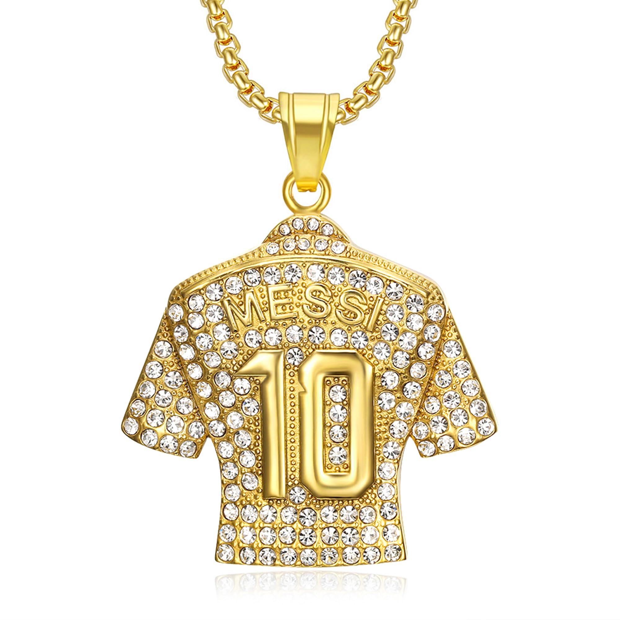 Soccer Jersey 10 Necklace, Number 10 Soccer Jersey Pendant Necklace, Titanium Steel Necklace Pendant, Football Gifts for Miami Fans