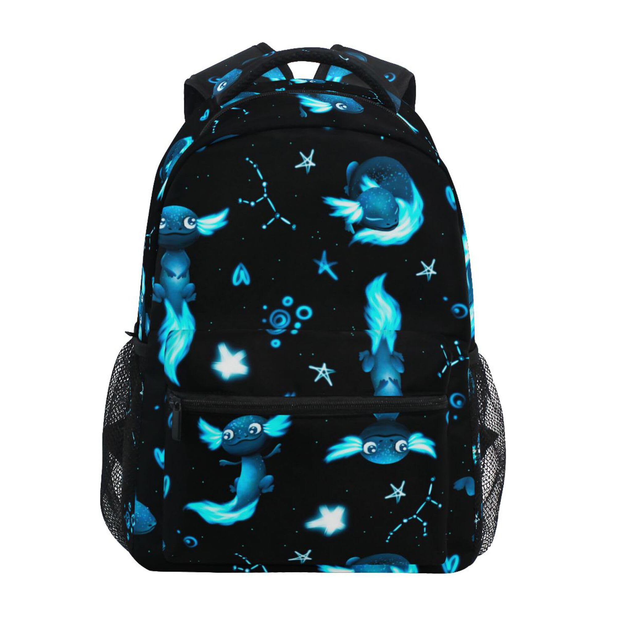 Fisyme Blue Axolotl Fish Laptop Backpack Bag Bookbag Casual Travel Hiking Computer Notebooks Daypacks