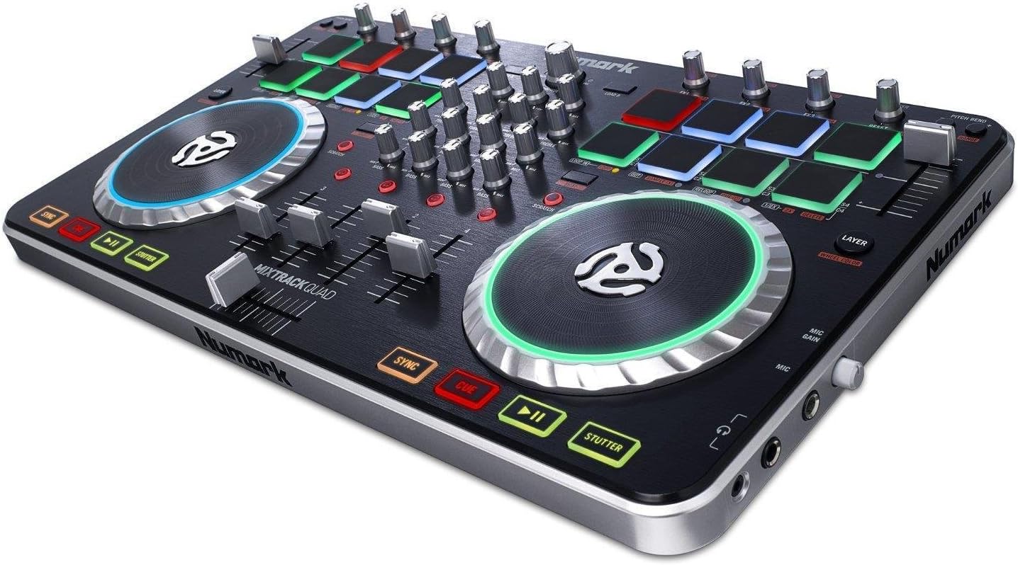 Amazon.com: Numark Mixtrack Quad Four Deck USB DJ Controller with ...