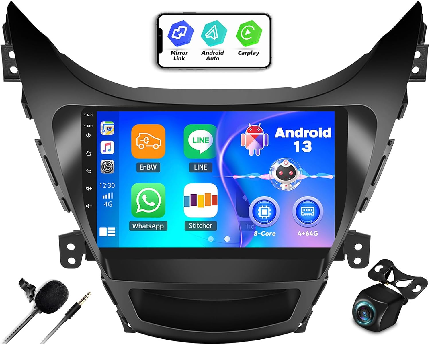SIXTOP Android Car Stereo main unit with microphone and camera