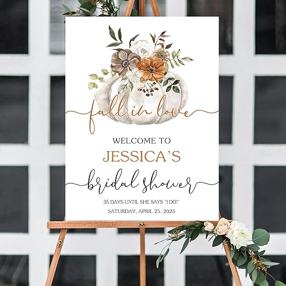 Personalized Fall In Love Bridal Shower Sign, Fall