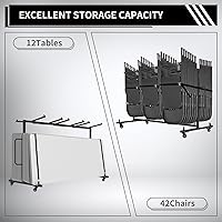 Vista 2 de Carrito plegable para mesa y silla, silla plegable y estante de almacenamiento de mesa con capacidad de 400 libras para 42 sillas plegables, soporte