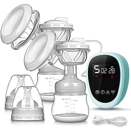 Electric Breast Pump, UTOBY Rechargeable Portable Double Pumps Nursing Breastfeeding Pump Pain-Free Strong Suction Power for Breast Milk Suction and Breast Massage