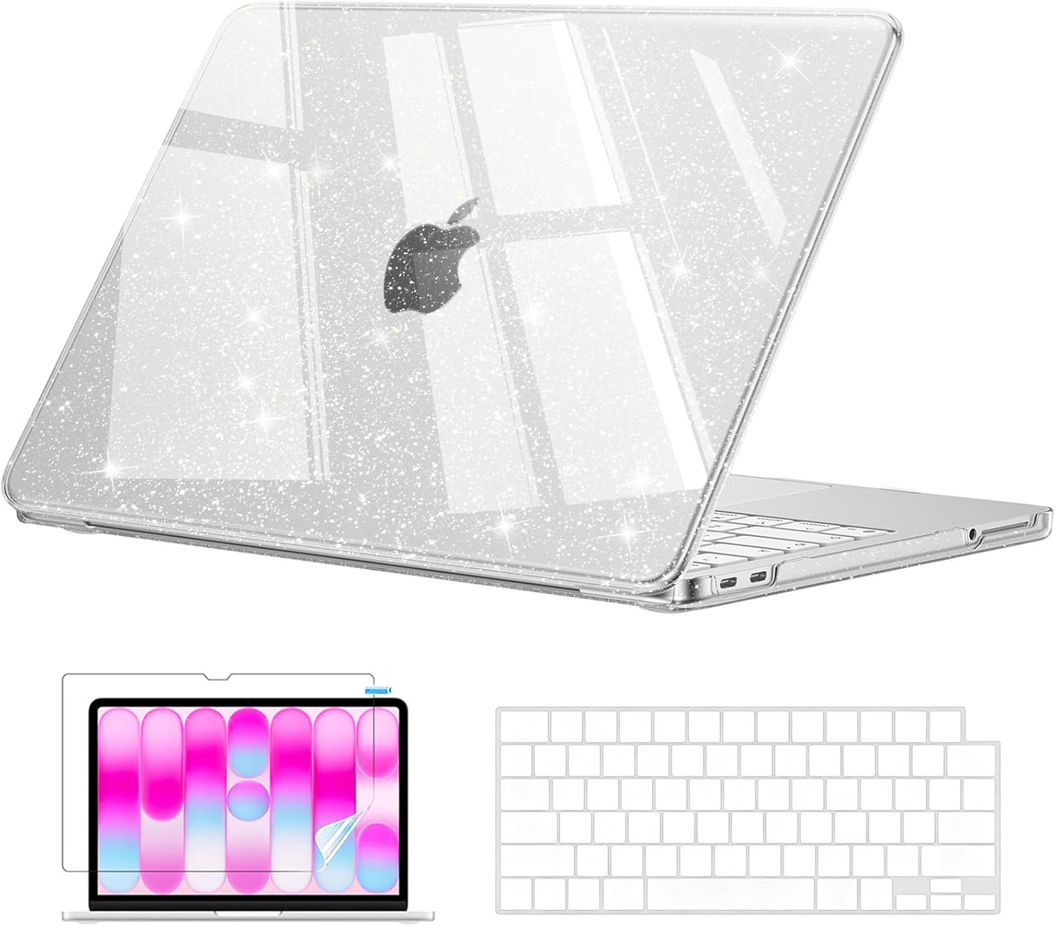 EooCoo for MacBook Neo Case 13 inch 2026, 100% Match Color, Sparkly Clear
