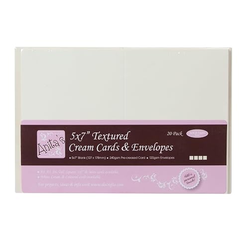 Do Craft - Tarjetas texturadas y Sobres (12,7 x 18 cm, 240 gsm, 20 Unidades), Color Crema
