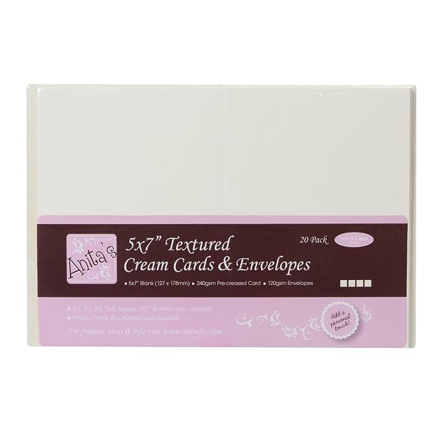 Do Craft - Tarjetas texturadas y Sobres (12,7 x 18 cm, 240 gsm, 20 Unidades), Color Crema