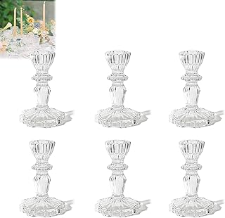 Glass Candlestick Holders Set of 6