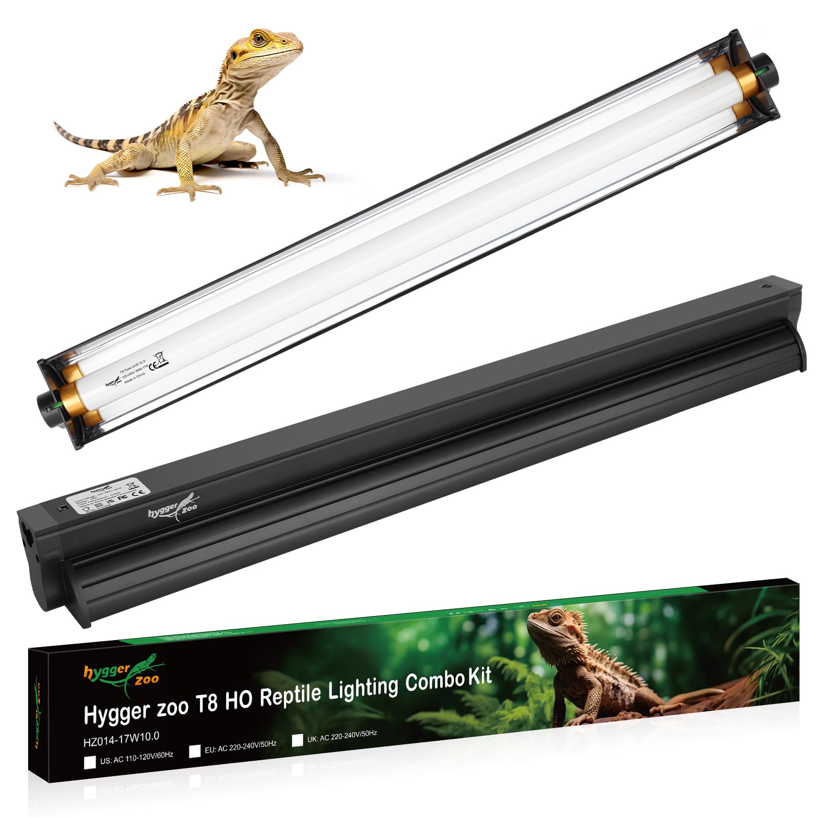 T8 Lampada UVB 10.0 fluorescente per terrario desert rettili 17W 24"/61cm | uvb light reptile kit di lampade per rettili T8 UVB 30% UVA+10% UVB T8 UVB Kit per tartarughe barbute serpenti lucertole