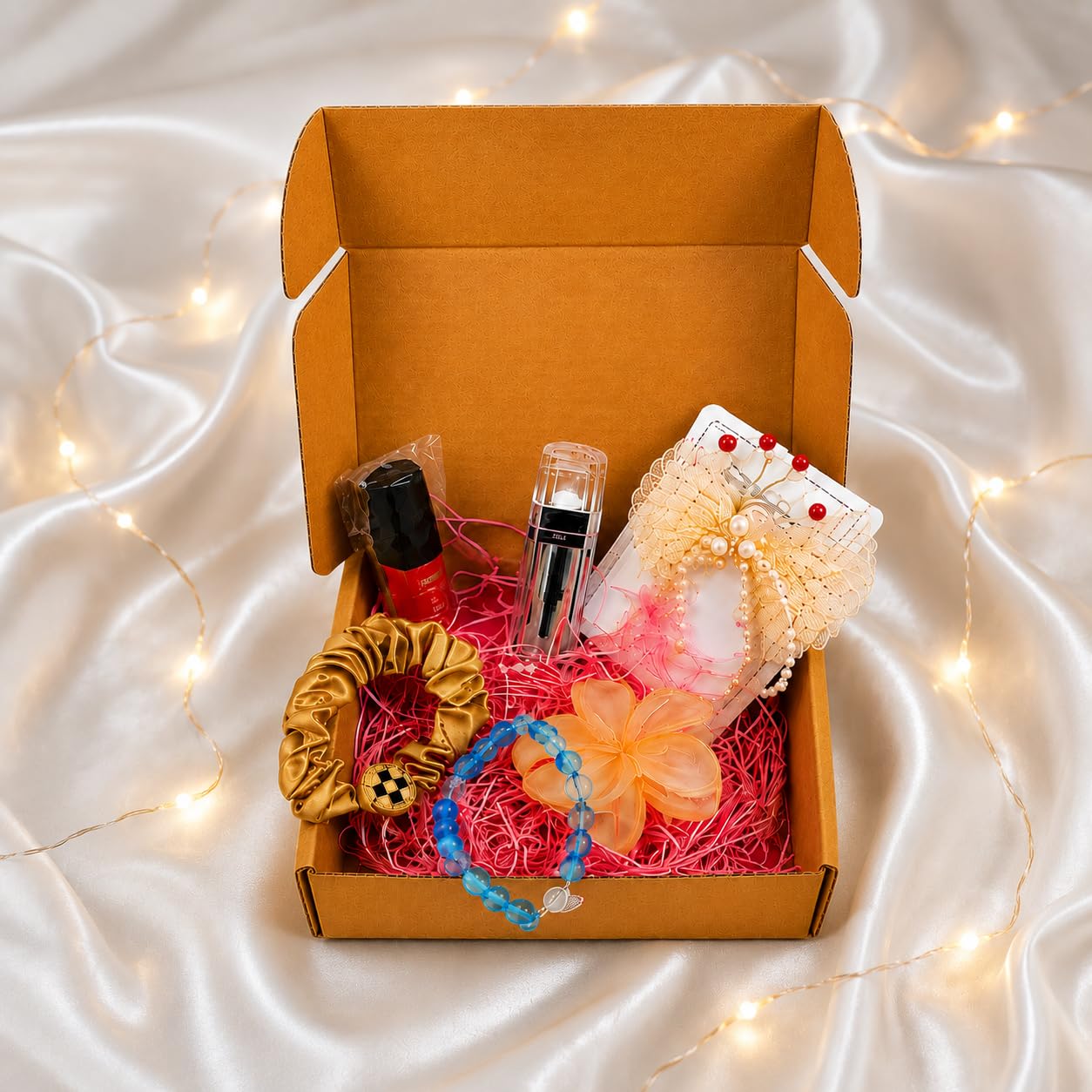 Beauty Gift Combo with Lip Gloss, Lipstick and Hair Accessories | Jelly Lip Gloss Included, For Girls and Women, Daily and Party Use, Bracelet Included, Hair Clutcher Included-image-31