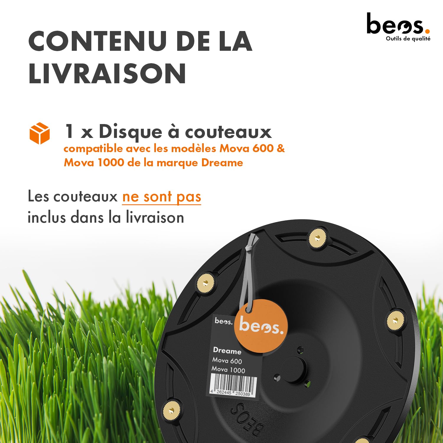 BEOS Plateau à Lames Tuning pour 6 Lames - Dreame Mova, LiDAX et ViAX | Disque de coupe renforcé de fibres de verre - Ø 170 mm - Fabriqué en Allemagne