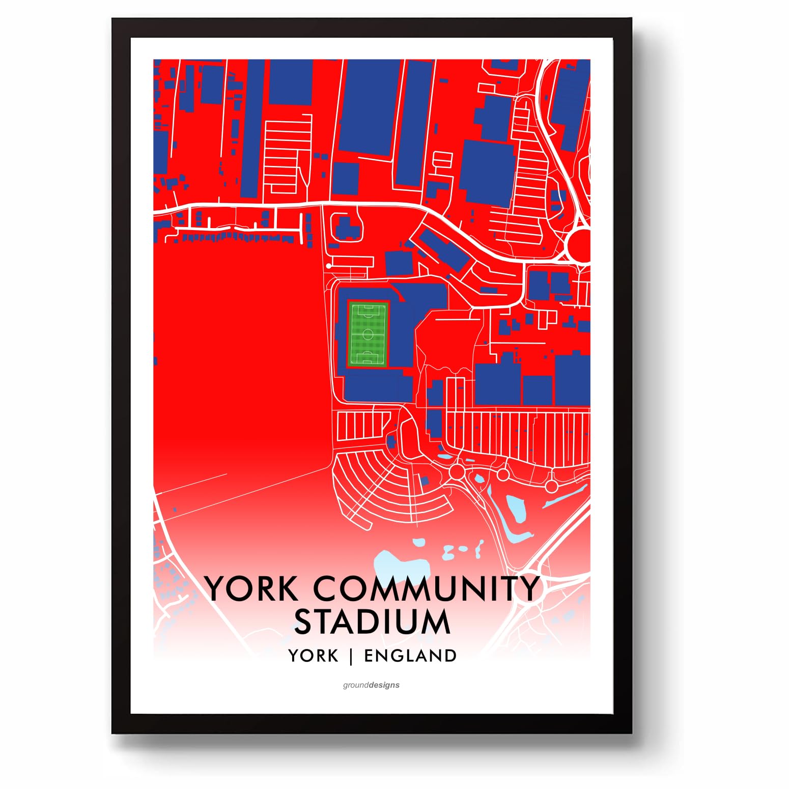 GroundDesigns YORK CITY FC Football Gift YORK COMMUNITY STADIUM Art Unframed A3 Print YCFC