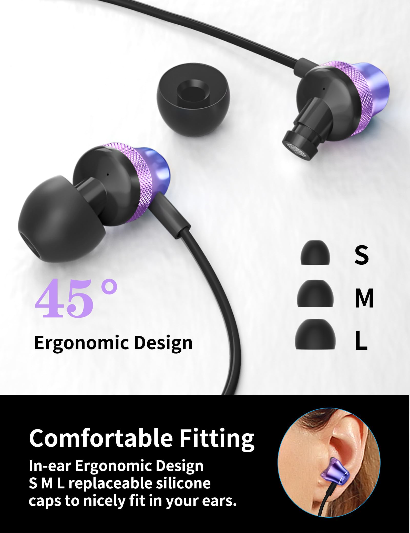 Cuffie USB C con cavo auricolare per iPhone 16 15 Pro Max Samsung S24 S23 A53 A54 Galaxy Tab Z Pixel 9 8 7 cancellazione del rumore HiFi Stereo con cavo in-ear auricolare tipo C per iPad 10 Air 5 4
