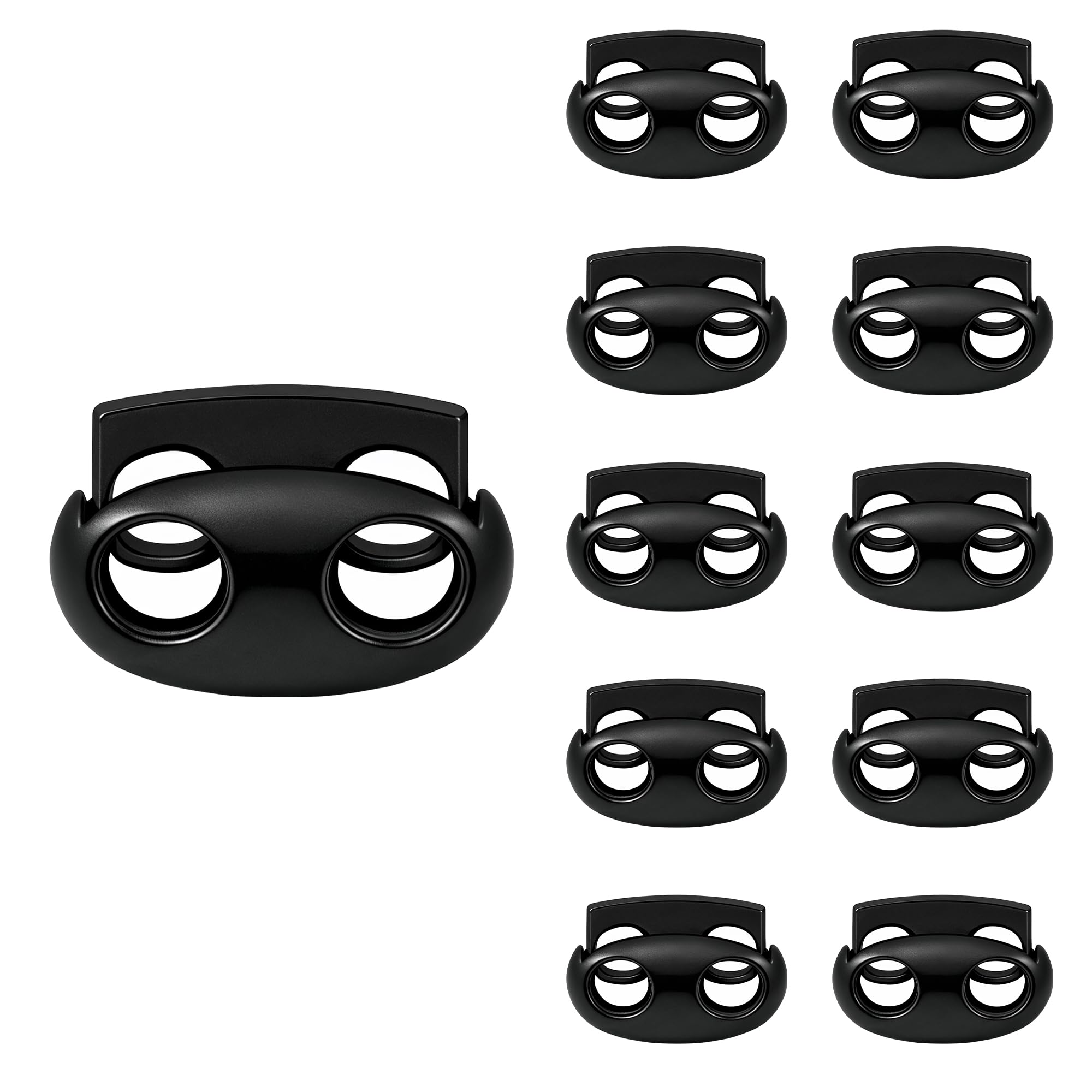 Trimming Shop Metal Double Hole Cord Stopper Toggle, Spring Loaded Drawstring Lock Fastener for Hoodies, Jackets & Bags - Heavy Duty Twin Hole Cord Adjuster