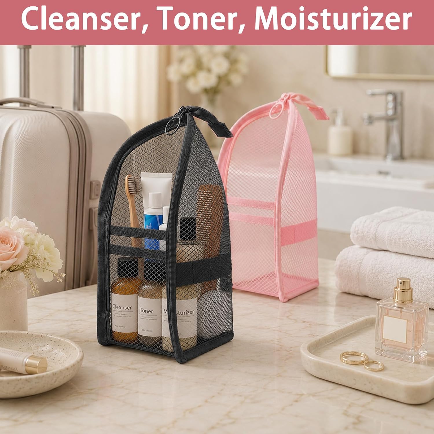 Standing Toiletry Bag for Travel,Stand Up Toiletry Bag for Women