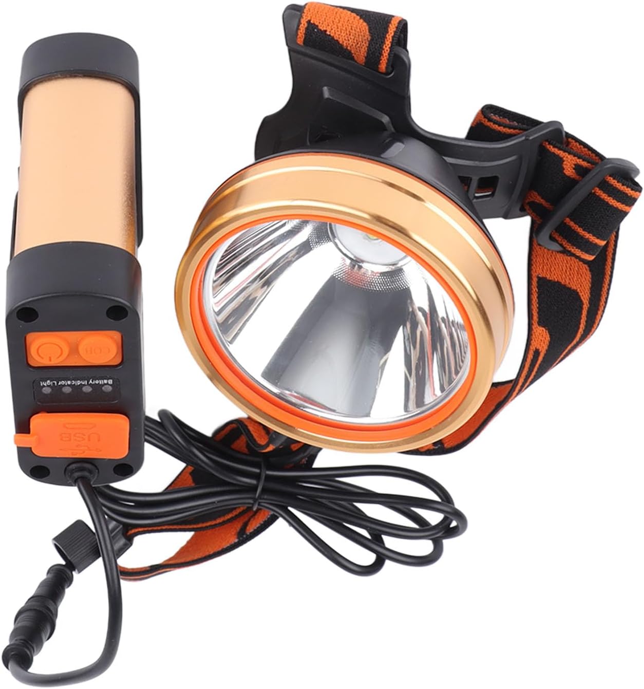 Walfront Rechargeable Wearable Headlamp Super Bright 1800mAh Lithium Battery for Outdoor Work Climbing