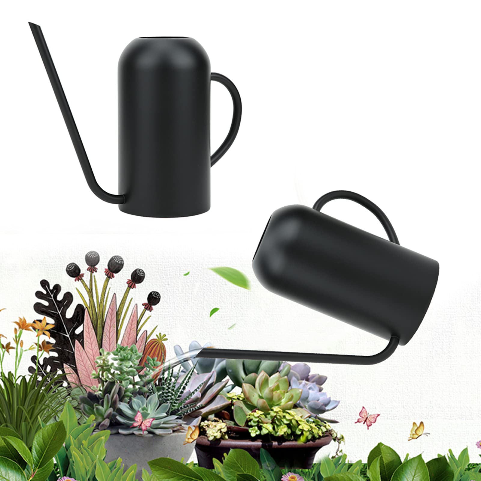 Annaffiatoio in Acciaio Inossidabile con Beccuccio Lungo, 1,5 Litri, per Giardino e Irrigazione