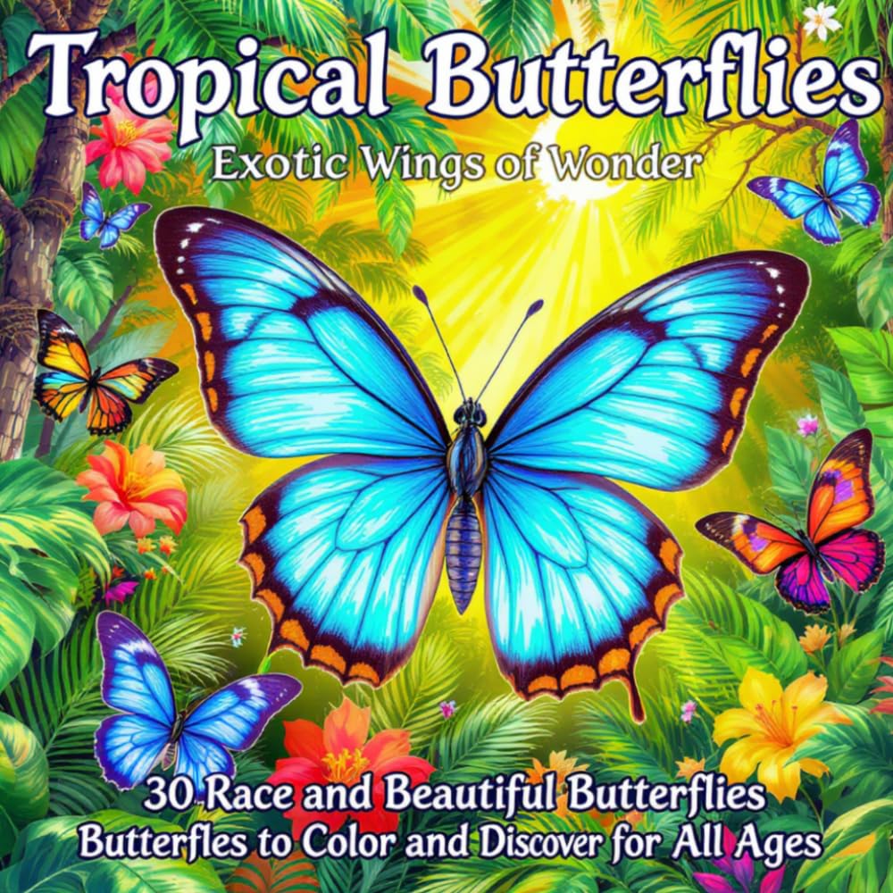 Tropical Butterflies: Exotic Wings of Wonder: 30 Rare and Beautiful Butterflies to Color and Discover for All Ages