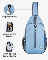 Vista 28 de Waterfly - Mochila cruzada tipo bandolera para viajes y caminatas, bolsa de pecho, Gris, talla única