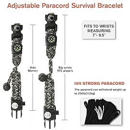 NVioAsport 20 in 1 Paracord Bracelet, Survival Whistle, Perfect for Camping, Hiking,Survival Bracelet