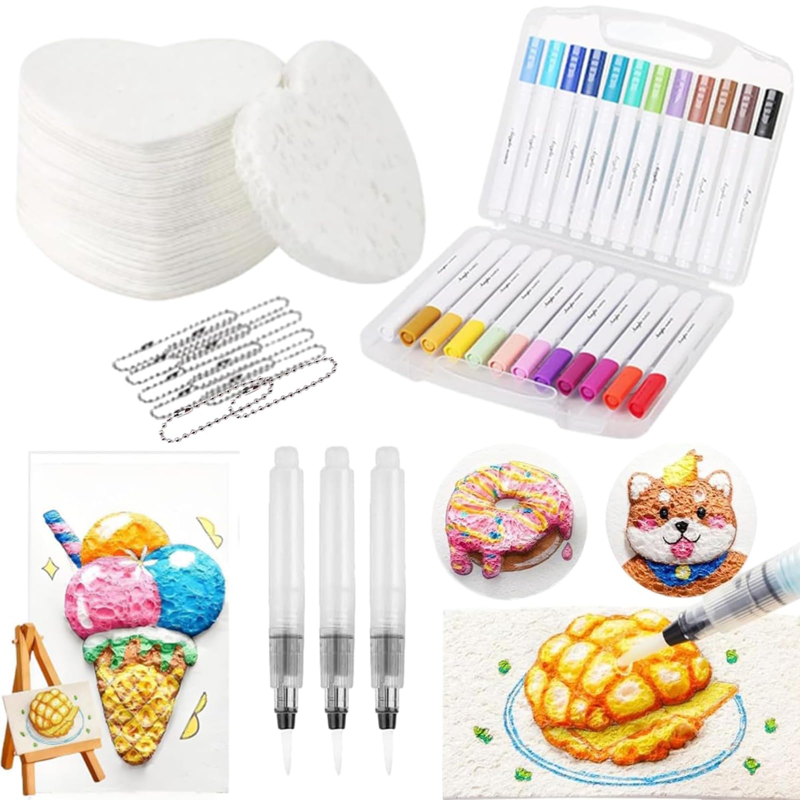 Kit Peinture Magique 3D En Mousse - 10 Feuilles + 12 Marqueurs - Activée à L'eau - Loisir Créatif Enfant