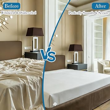 Bed Sheet Holders for Corners, Fitted Sheet Clips Keep Sheets Firm & Tight, Mattress Sheet Holder Strap Grippers