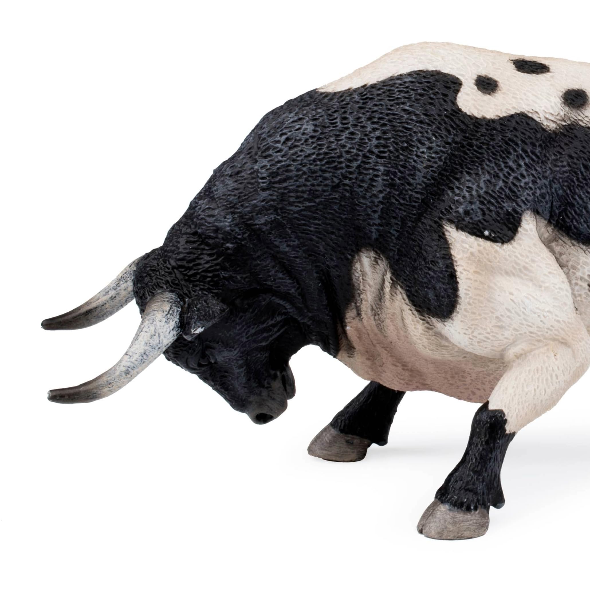 Deqube- Bravo Berrendo Embistiendo Figura de Toro, Multicolor, 17x8x4,2