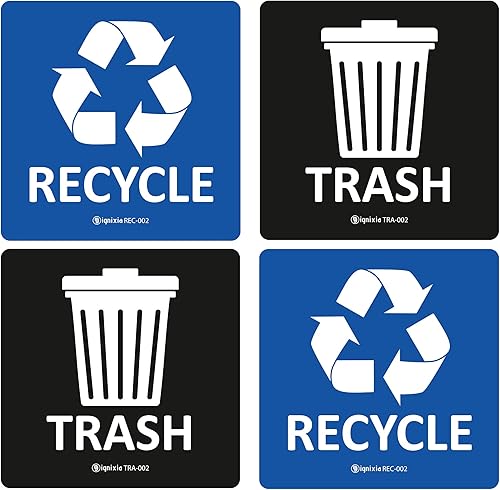 Miniatura 3 de IGNIXIA Paquete de 02 calcomanías autoadhesivas para letreros de reciclaje, calcomanías de reciclaje de 5 x 5 pulgadas, calcomanías de reciclaje y