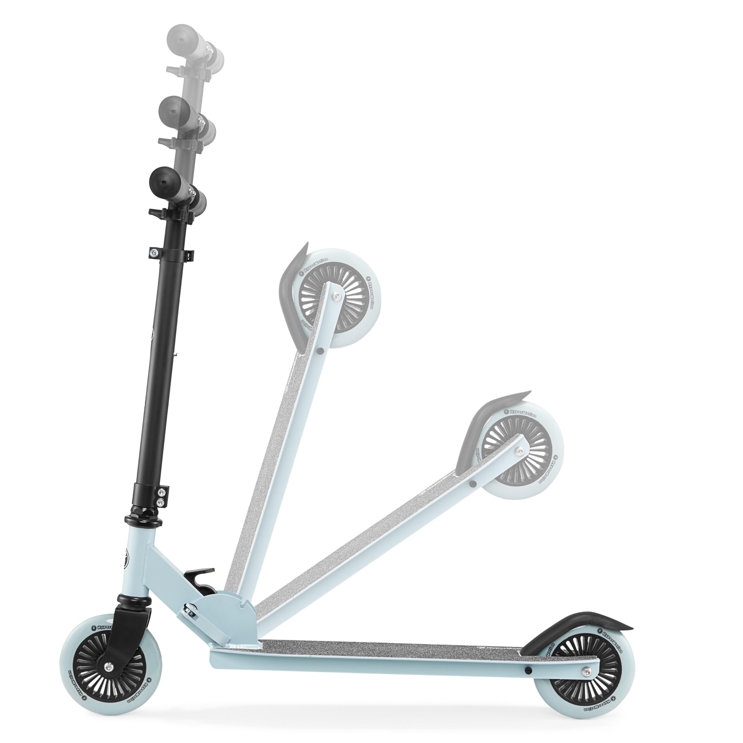 HyperMotion Monopattino Bambini 3-8 Anni, Modello WILLY a 2 Ruote, Manubrio Regolabile e Pieghevole, Pedana Antiscivolo, Ruote in Gomma, Portata 40 kg, Nero/Blu