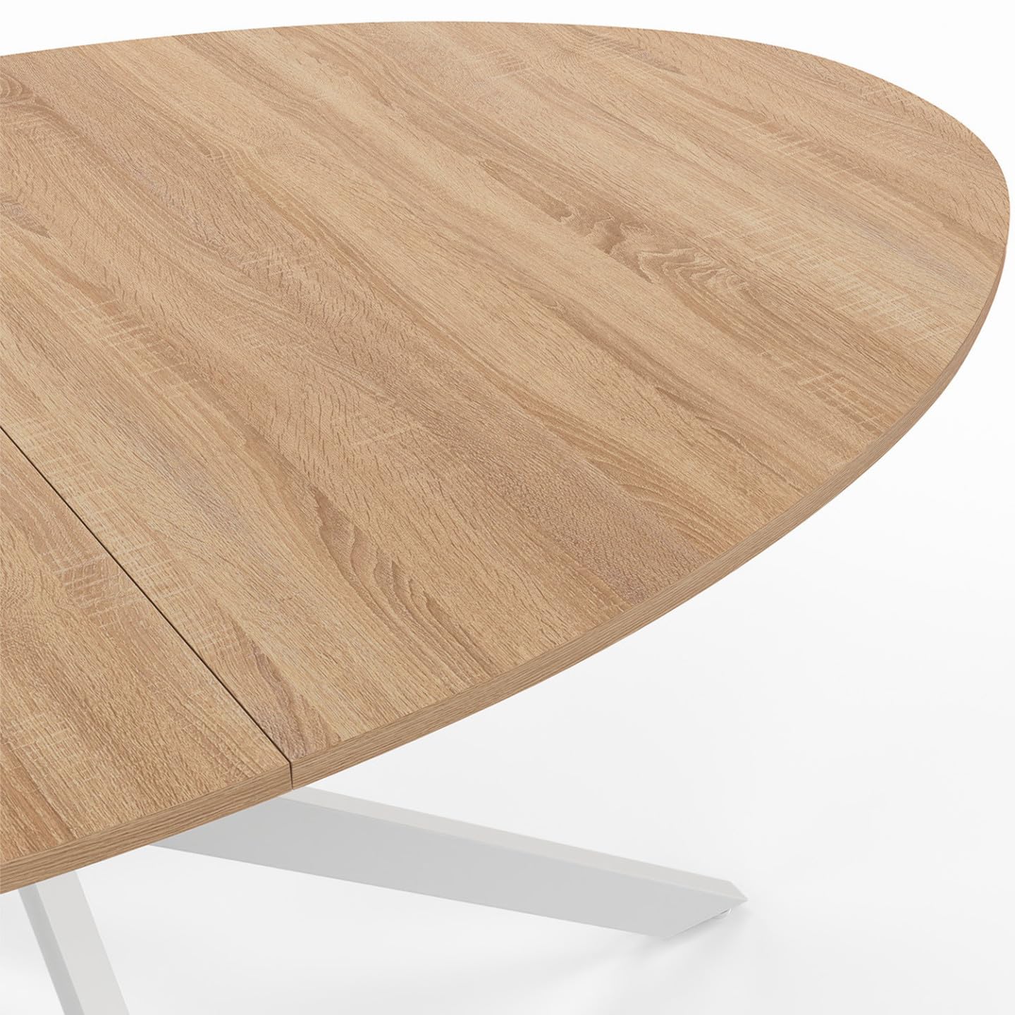 IDMarket Alix - Mesa de comedor ovalada para 8 personas, diseño de araña, madera y blanco, 150 cm