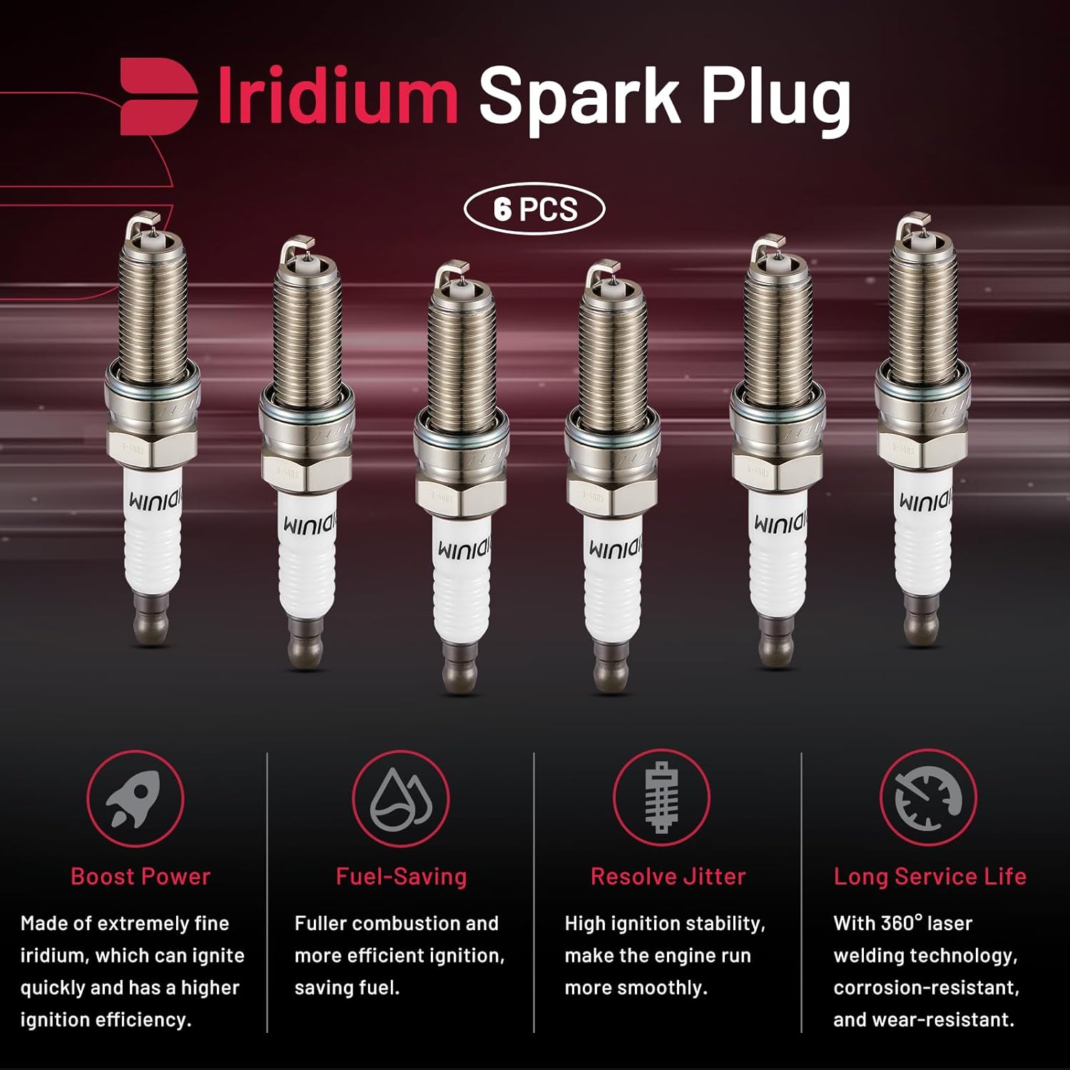 BDFHYK Iridium Spark Plugs 6 Pack 93175 Compatible with Honda 2008-2017 Accord 3.5L, for Odyssey 2008-2019, for Pilot 2009-2019, Compatible with Ram 1500 2013-2019 Replacement for LKR7DIX11S