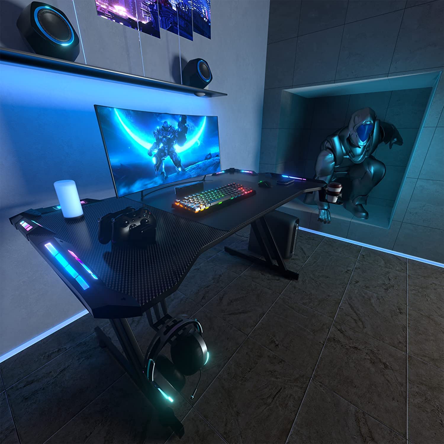 LED Gaming Desk 55 Inch Ergon...B0BF54N6G6