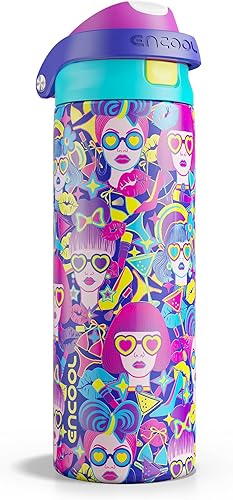 Miniatura 68 de ENCOOL - Botella aislante para agua, acero inoxidable con pajilla, mantiene el frío, tapa abatible de un solo toque, sin Bisfenol A, a prueba de