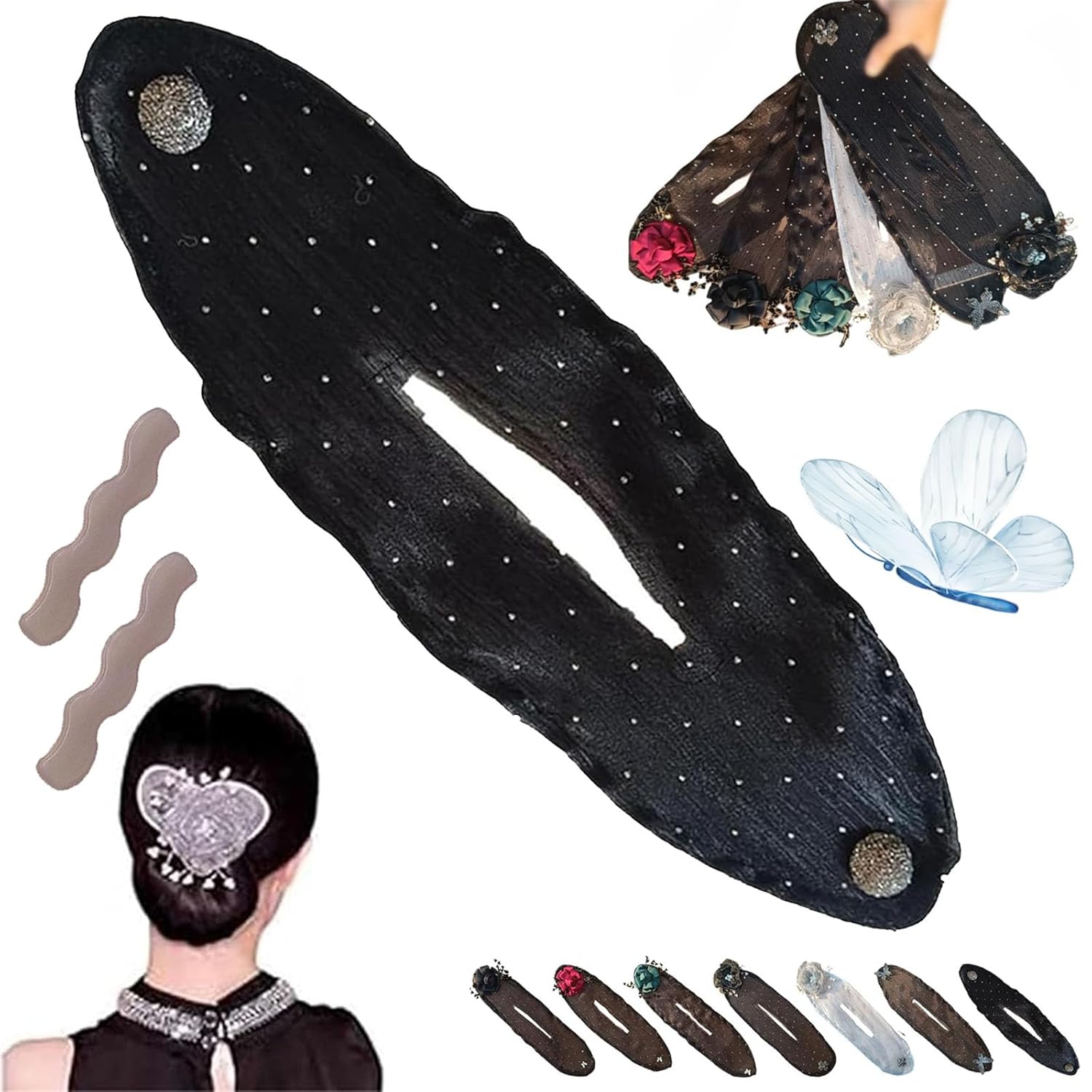 liucocotos Hand Embroidered Flowers Deft Bun Hair Twister