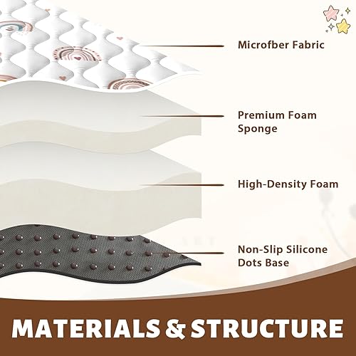 Miniatura 7 de Tapete de juego para bebés de 71 x 59 pulgadas, tapete de espuma extra gruesa, resistente al agua, antideslizante, tapete acolchado para bebés,
