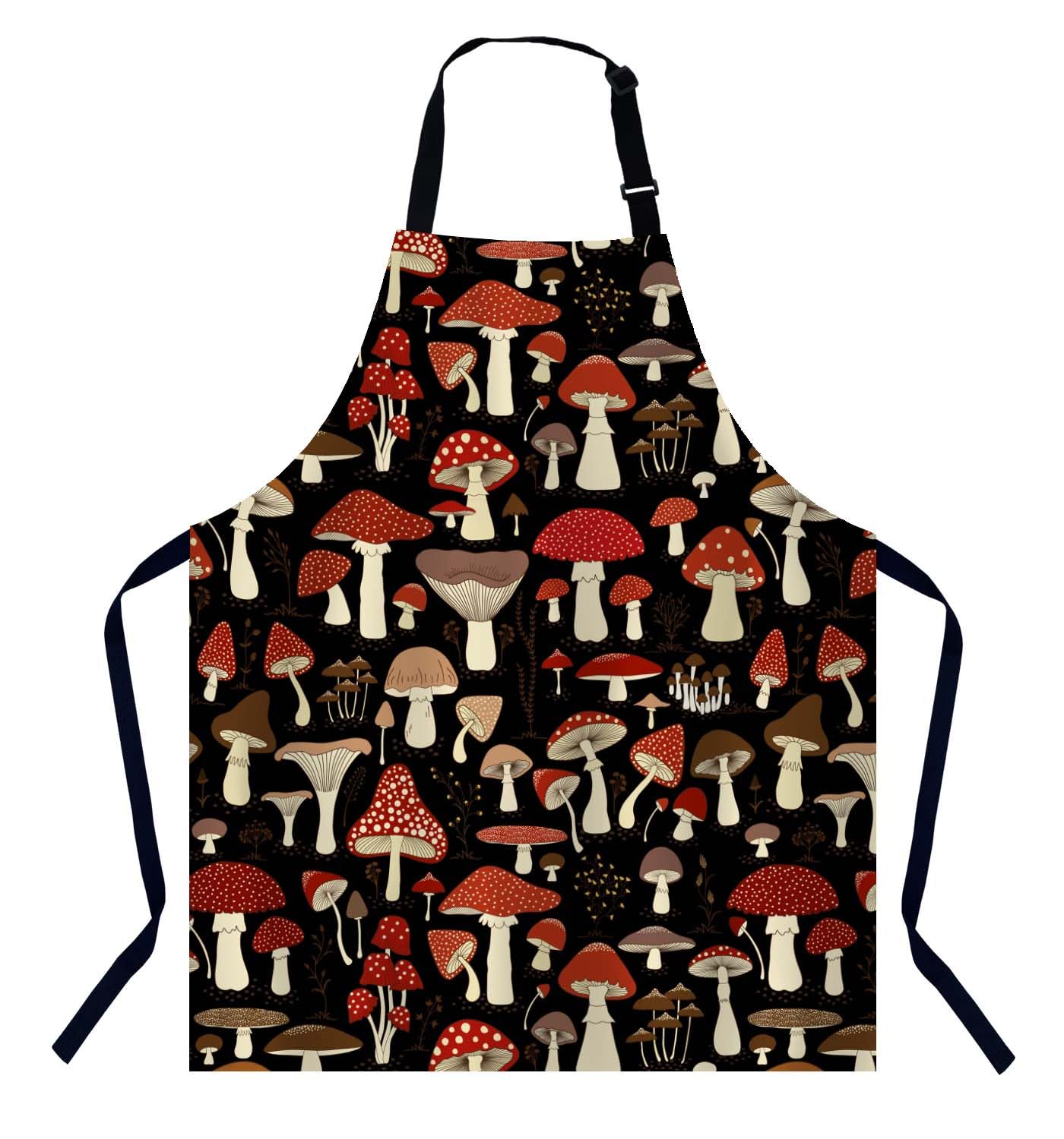 BGBDEIA Mushrooms & Field Plants Apron - Adjustable Cooking Kitchen Apron for Women & Men, Baking, Gardening, BBQ, Coffee House, Restaurant — image 1