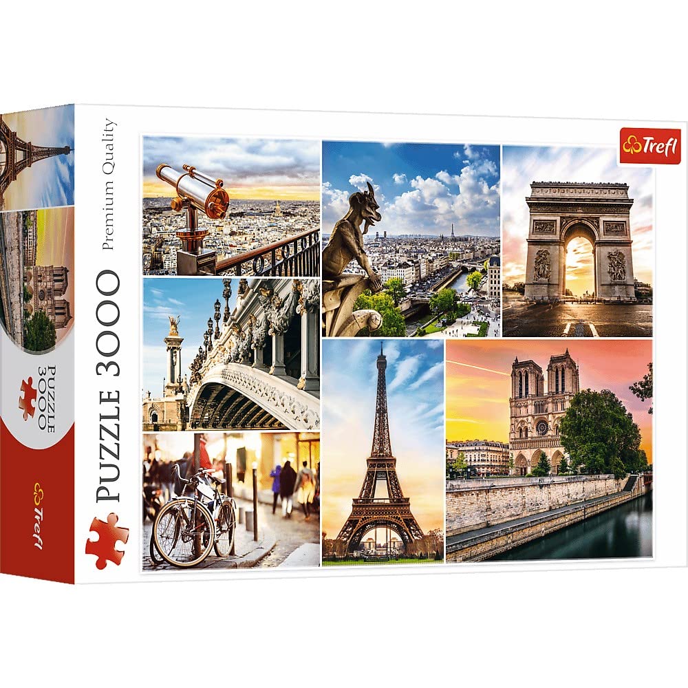 TREFL 3000 Piece Jigsaw Puzzle, Magic of Paris Collage, France, Eiffel Tower, Arc De Triomphe, Notre Dame Cathedral, Photography Puzzle, Adult Puzzles, Trefl 33065,Multi-Color