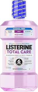 Listerine Total Care Alcohol-Free Mild Mint Mouthwash, 1L - Kills 99.9% Bad Breath Germs, Strengthens Enamel, 6-in-1 Benefits
