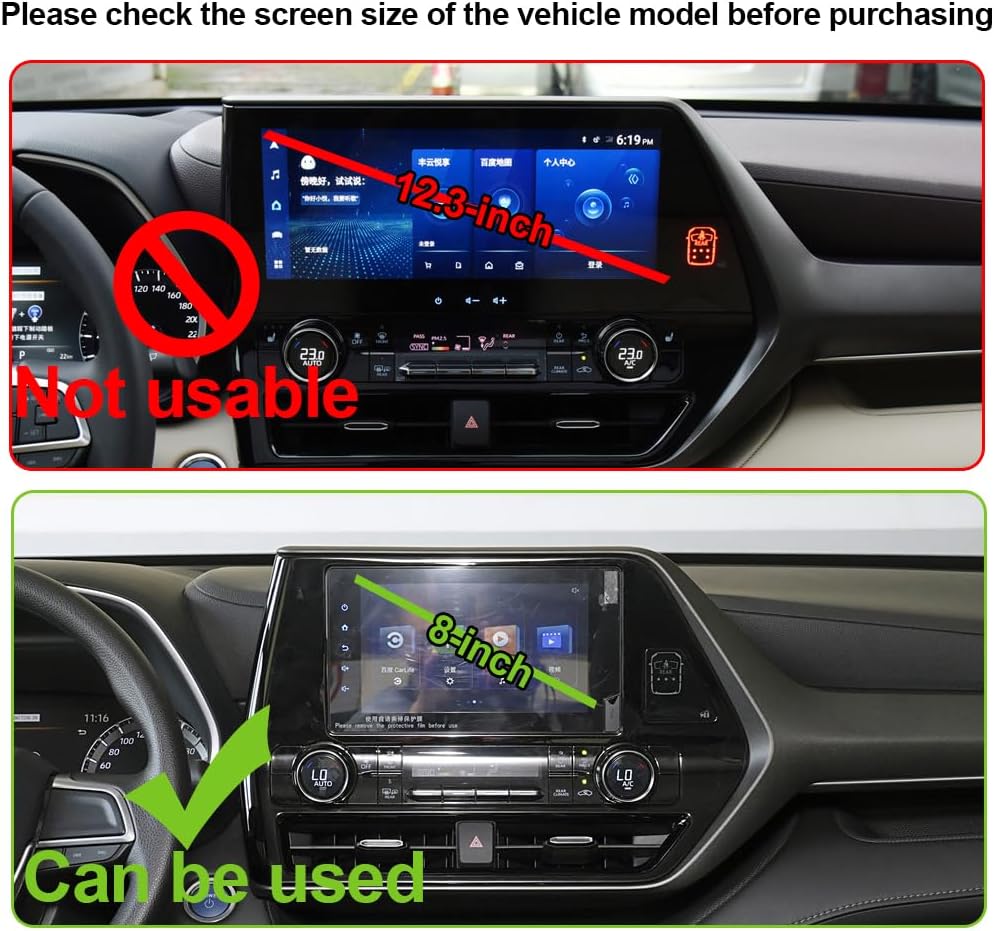 Car Phone Holder for Toyota Highlander Auto Accessories [Only for 2020-2024 Highlander 8" Screen] [XX No Fit 12.3" Screen & Grand Highlander XX] [Auto Lock Hands Free Automobile Cell Phone Mount]