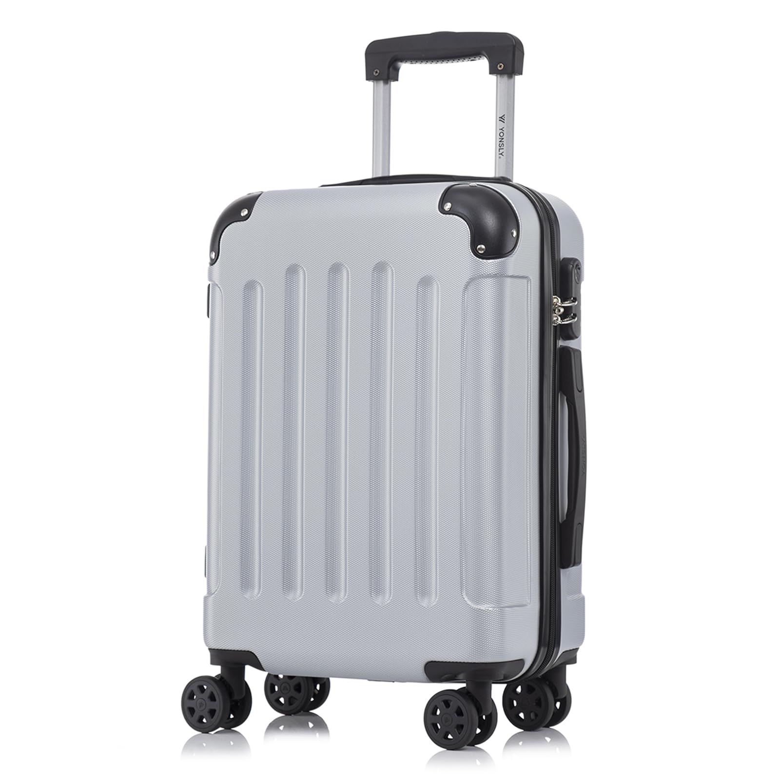 yonsly Koffer Suitcase, Trolley Reisekoffer, Rollkoffer Handgepäck mit 4 Rollen 360°, ABS Hartschalen, Sicherheitsschloss, Weicher Gummigriff, 210D-Futter