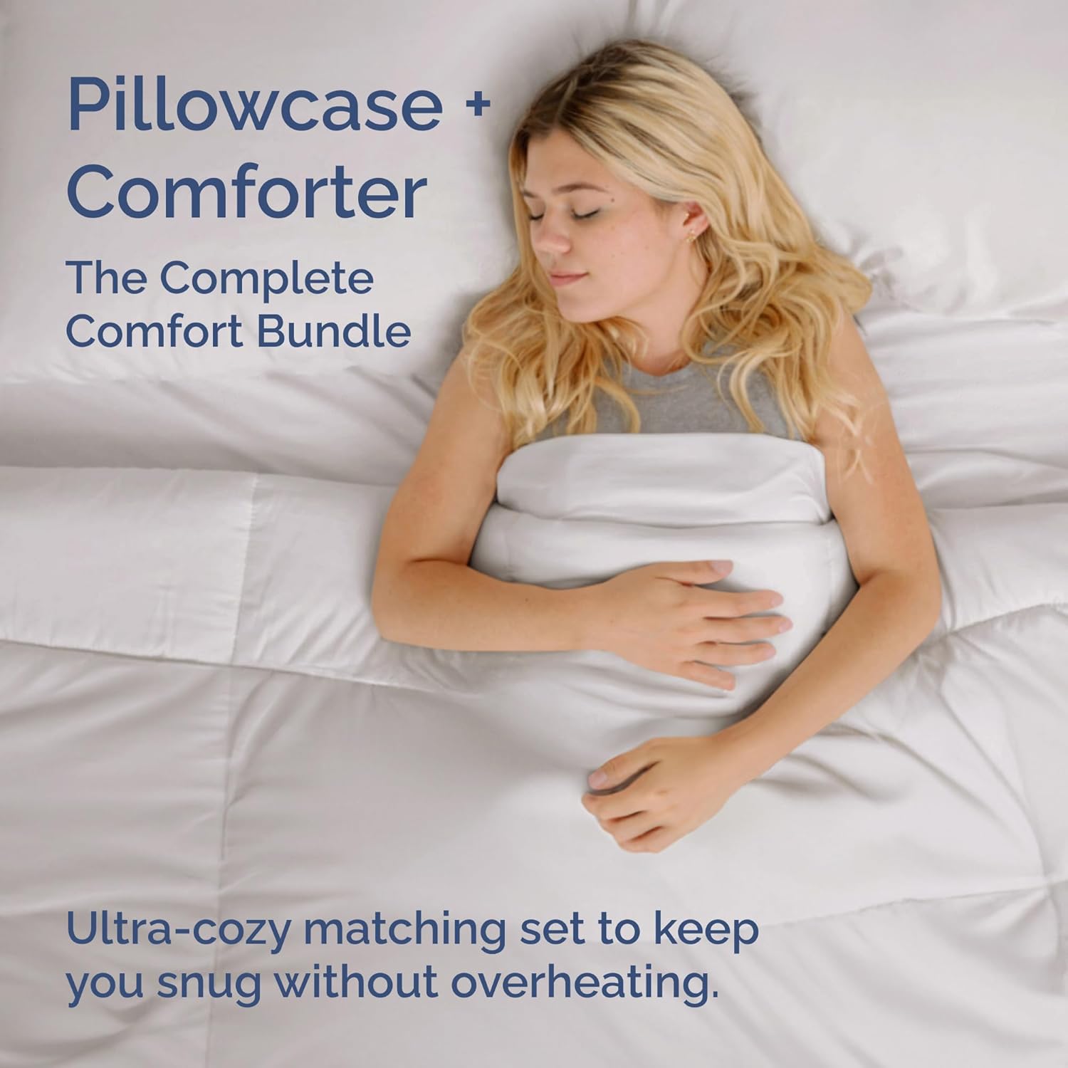 King Pillowcases Set of 4 + King Size Comforter - Hotel Luxury Quality Bedding for Women, Men, Kids & Teens - Easy-Care & Comfy - Wrinkle Free Machine Washable Protectors - 4 Piece Set - Light Grey