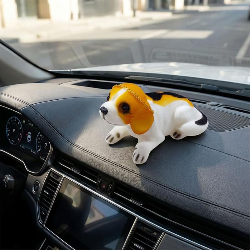 Enfeite de painel automotivo Beagle com cabeça móvel Deaelf em resina – 1 unidade