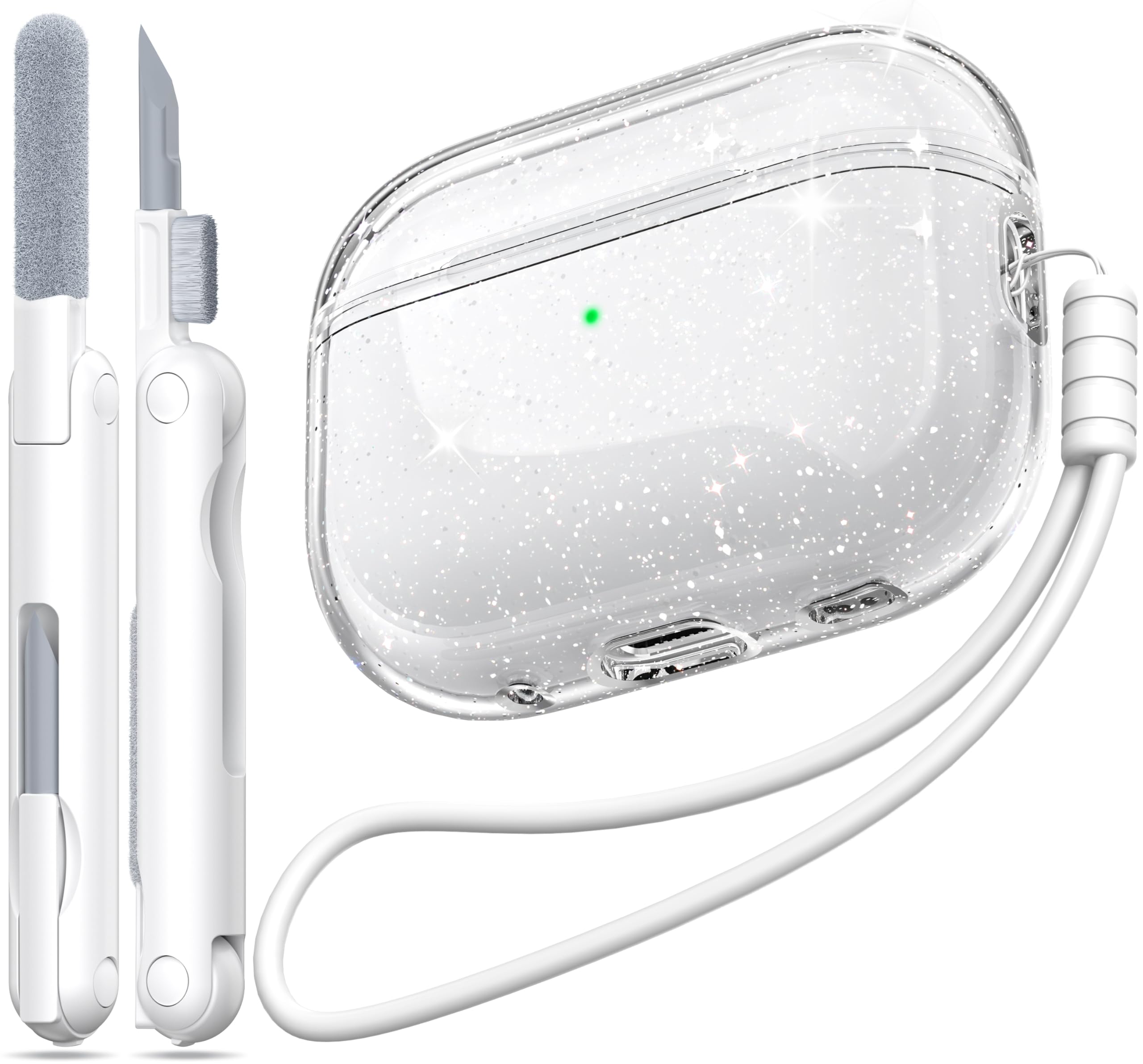 MHYALUDO for Airpods Pro 2nd/1st Generation Case Cover, Compatible with Airpods Pro Case 2nd Gen USB C Charging Port, Clear Soft Transparent Military Grade Shockproof Cover, Clear White — view 48