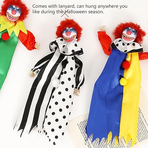 Miniatura 2 de Divertida muñeca de payaso, decoración de muñeca de payaso espeluznante para Halloween, accesorios de casa encantada para actividades temáticas de