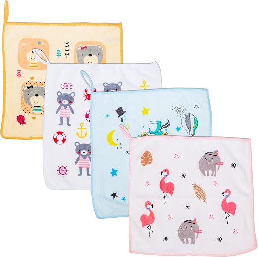 Mee Mee Baby Napkin for Newborn, Washcloth for Baby|Reusable, Absorbent,Soft Face Towels for Babies (PK-4)