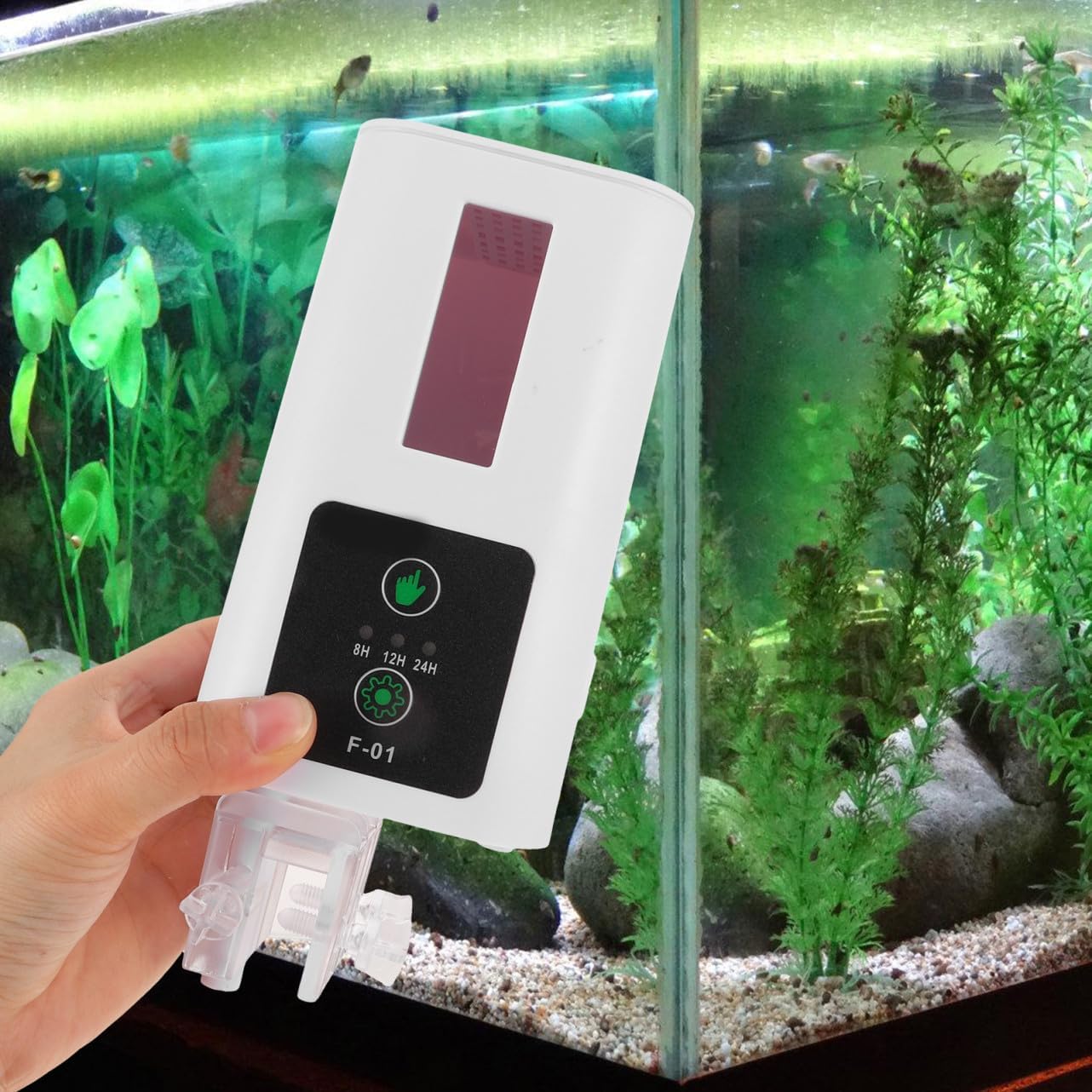 minkissy Automatic Fish Feeder Dispenser for Aquarium and Turtle, Smart Timing Feeding Machine for Small Fish Tanks, Vacation Auto Food Dispenser for Aquatic Pets