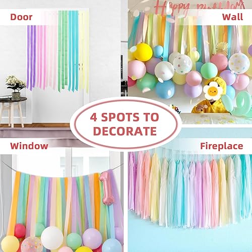 Vista 46 de Serpentinas de papel crepé 8 rollos de 656 pies, paquete de serpentinas de fiesta verdes, rojas, doradas y blancas para decoraciones de Navidad