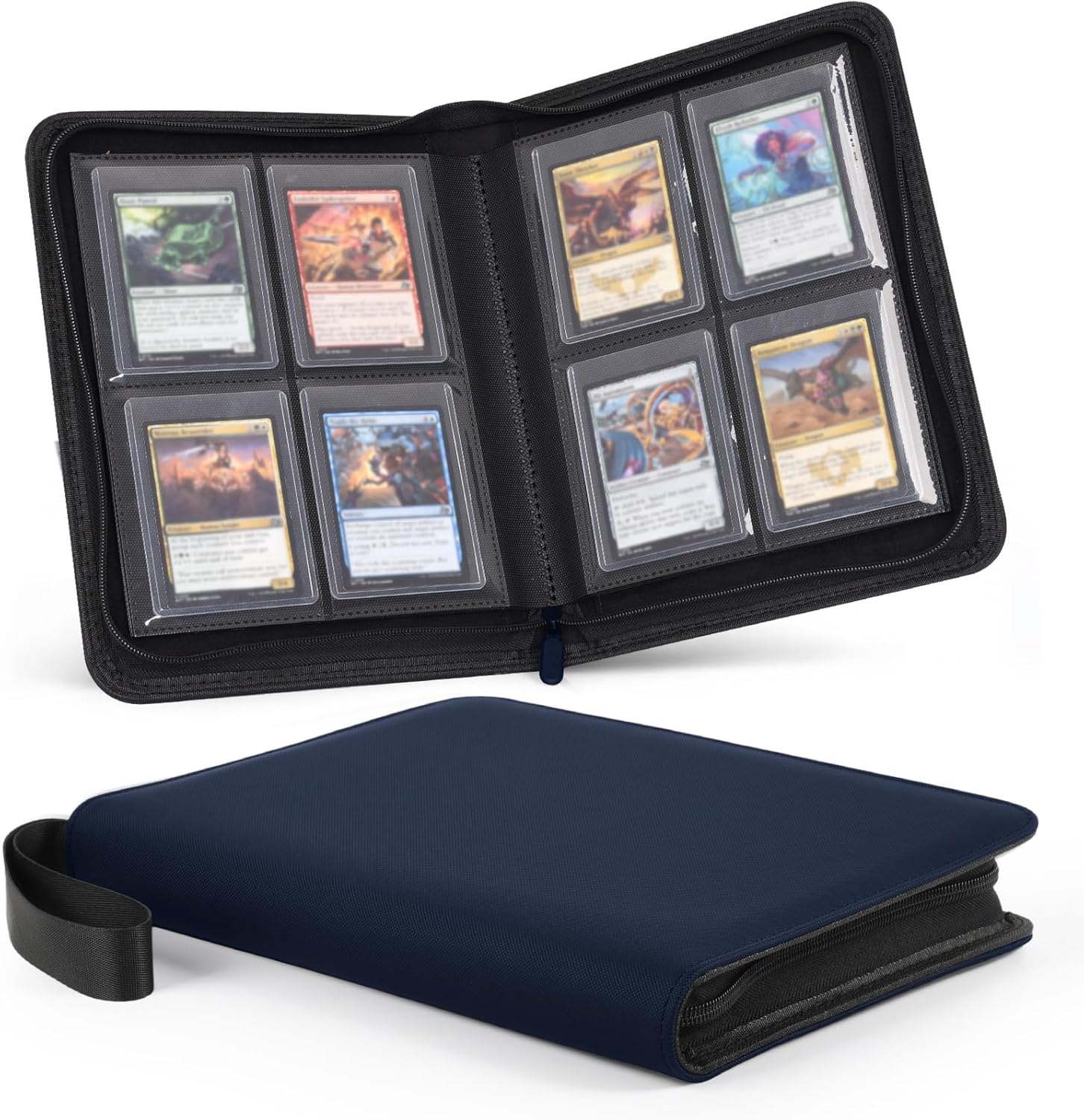 Zippered Toploader Binder, 4-Pocket Card Binder for 3x4" Rigid Top Loaders, Holds 128 Toploaders, Premium Diamond PU Leather Trading Card Album for TCG, Sports Cards, Collectible Card Storage
