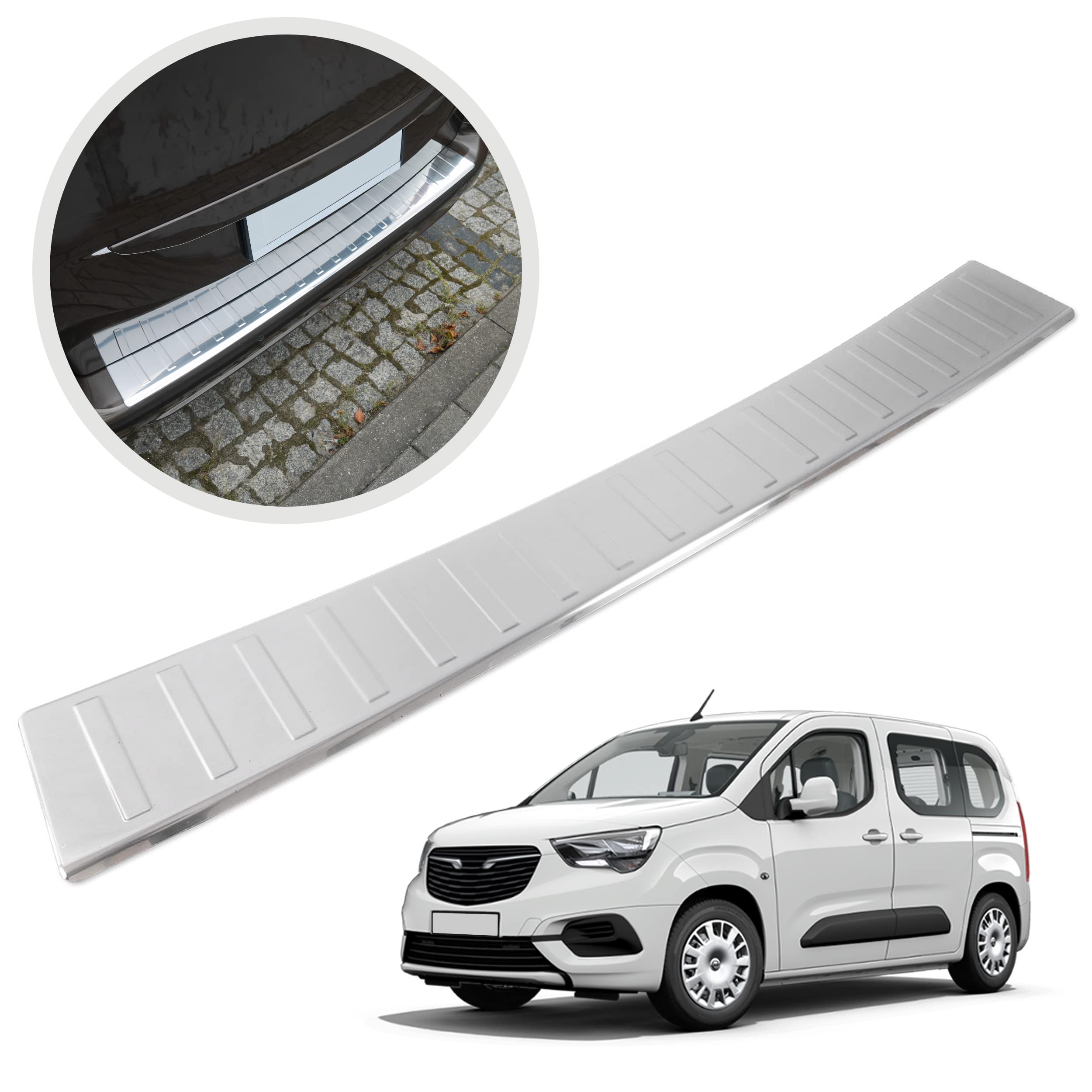 Chromemaster | Protezione paraurti Posteriore | Compatibile con Opel Combo dal 2019- | Acciaio INOX lucido/cromato | Protezione paraurti protegge la vernice del paraurti dai graffi