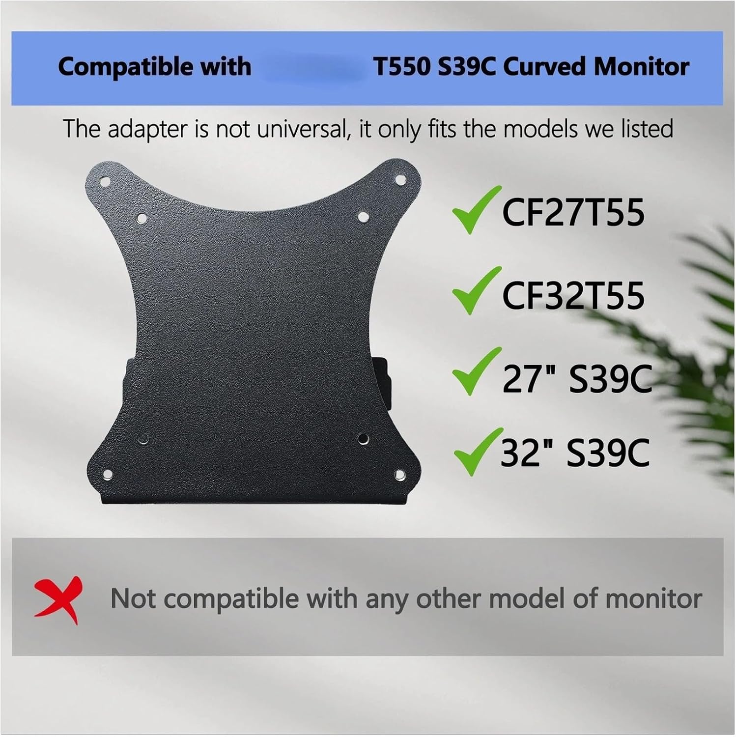 Wall Mount VESA Adapters Bracket ，Compatible for Samsung ，32" / 27" Inch S39C T55 T550 Series FHD Curved Monitor(S39C Wall Mounted)